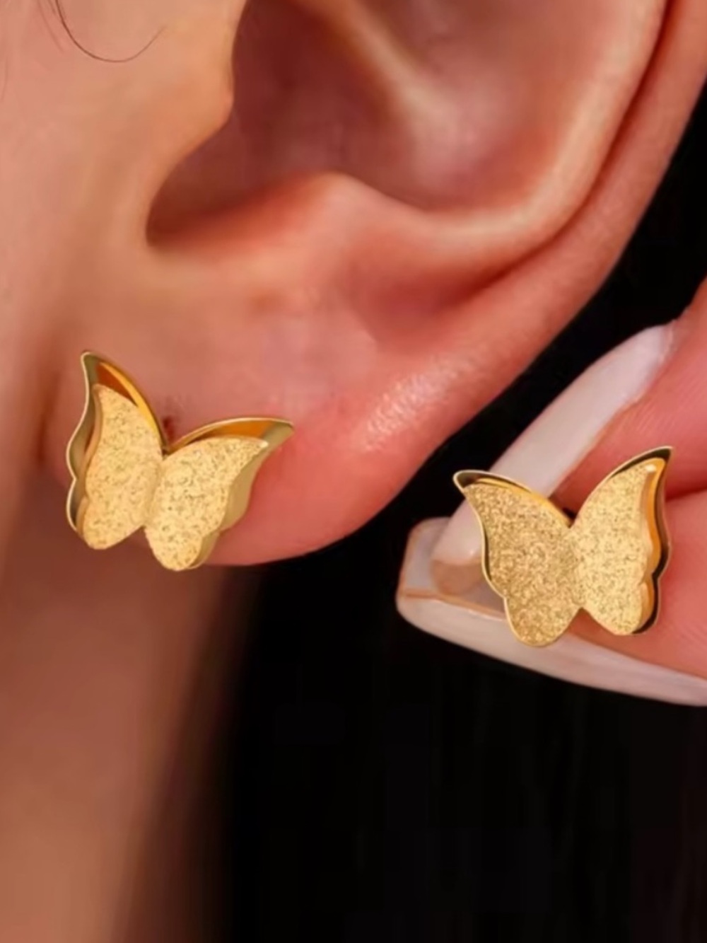 Elegant Gold Butterfly Stud Earrings